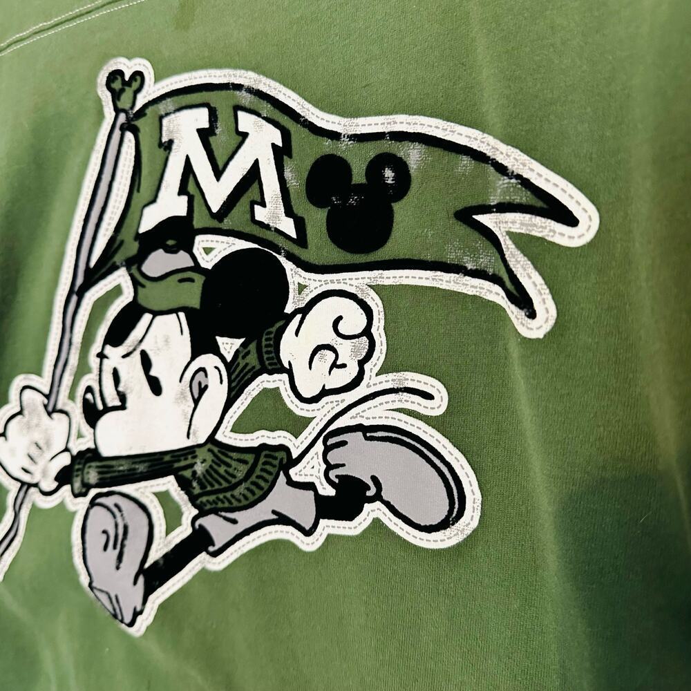Vintage Disney Parks Authentic Mickey Mouse Olive Green Longsleeve Shirt Size L - Picture 5 of 10